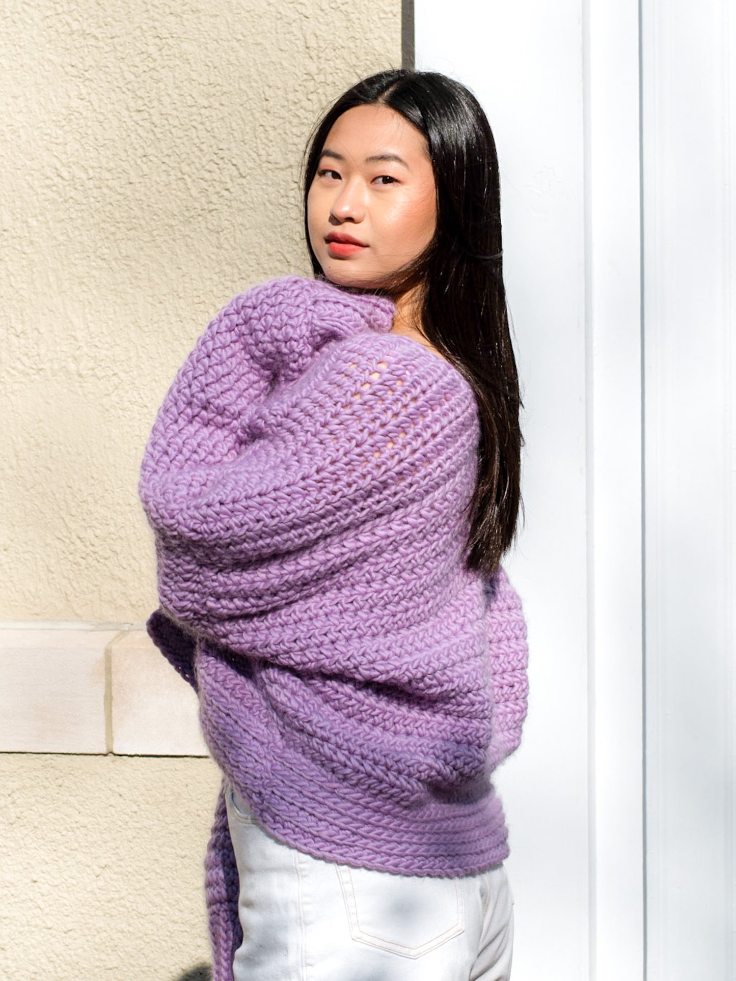 Chunky Cardigan in Lavender