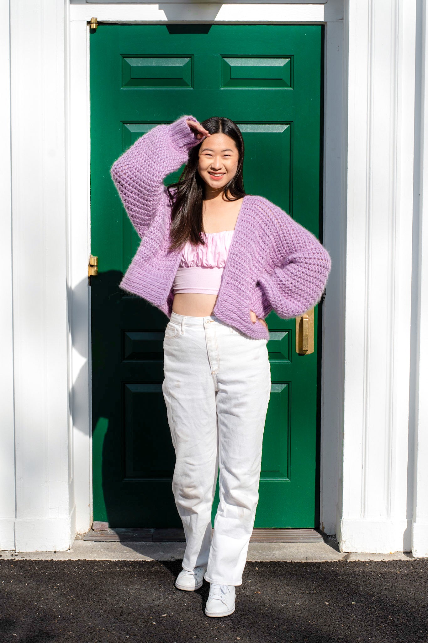 Chunky Cardigan in Lavender