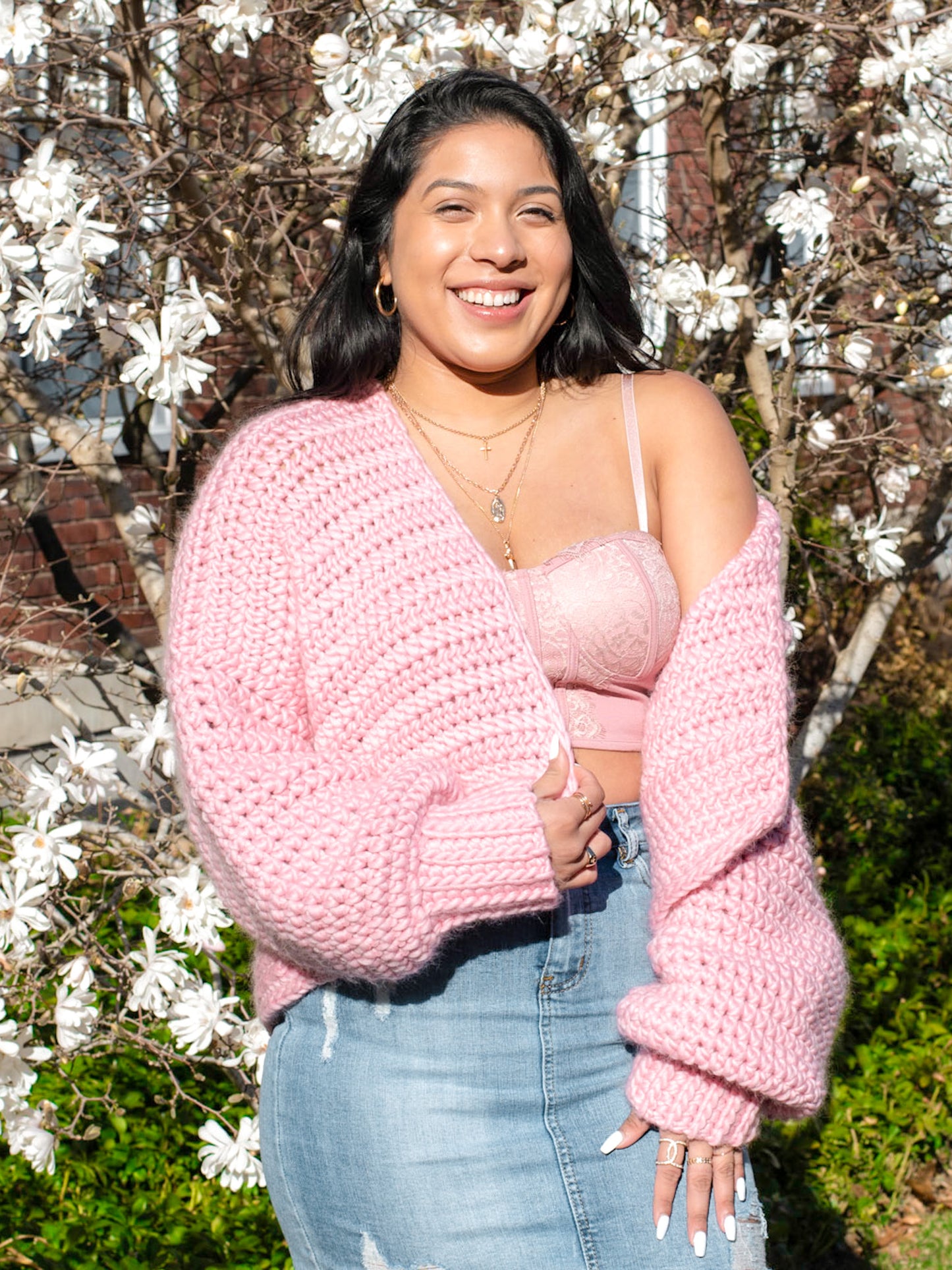 Chunky Cardigan in Strawberry