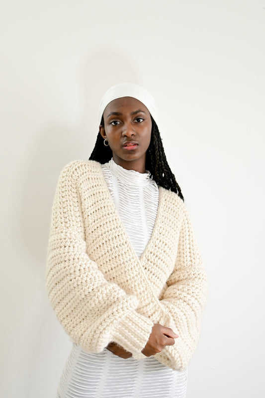 Chunky Cardigan in Shea Butter